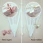 Ventaglio Bianco Plastica e Tessuto con Nomi, Fiocco e Cartoncino Personalizzato